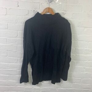 Talbots Women's Mock Neck Pullover Sweater Long Sleeve Solid Black Size XL